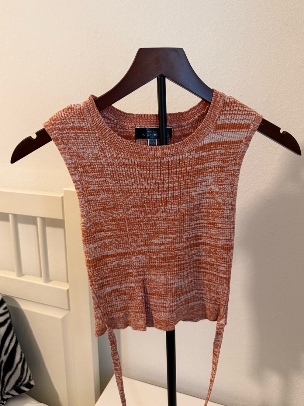 Blue Blush Rust & Cream Marled Tie Tank